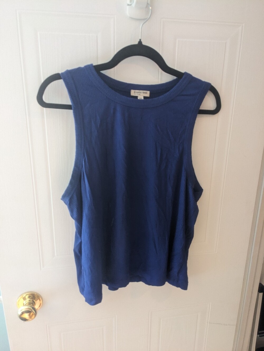 Reitmans Royal Blue Ribbed Cropped Tank Top